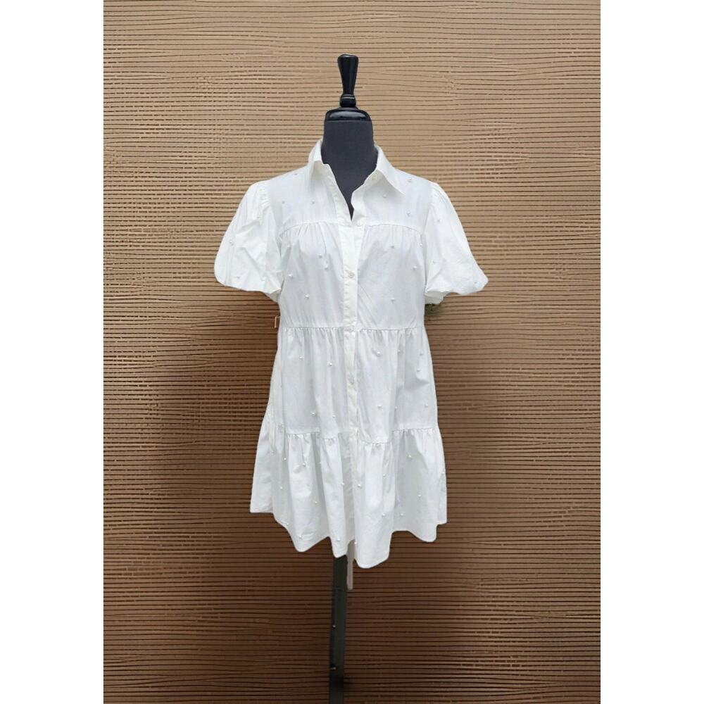 White summer dress Fantastic Fawn Pearl embellished - Size L